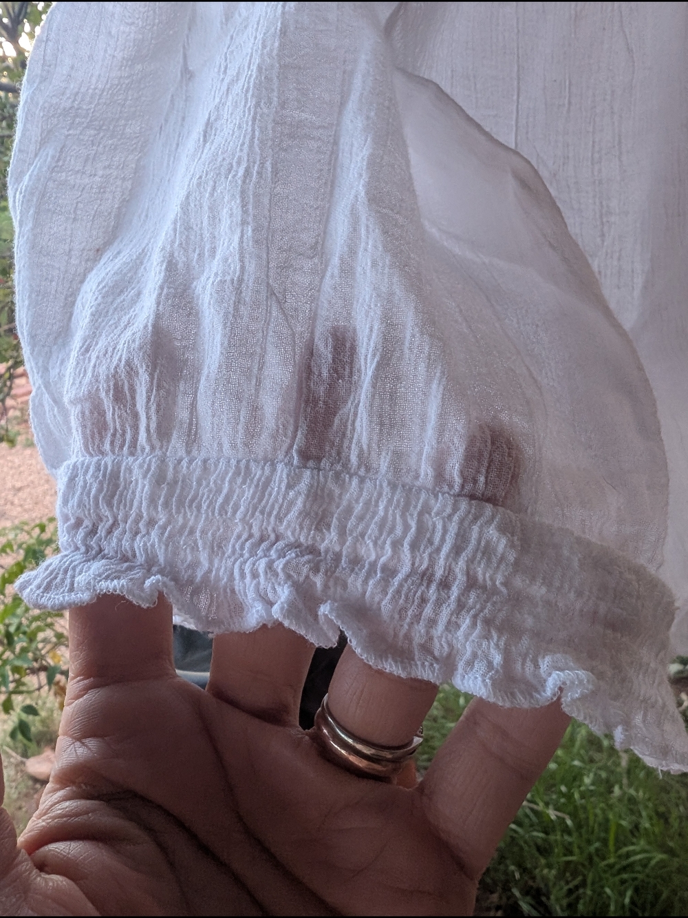 White Peasant Blouse with Green Embroidery - Women Tops - Picture 4 of 6
